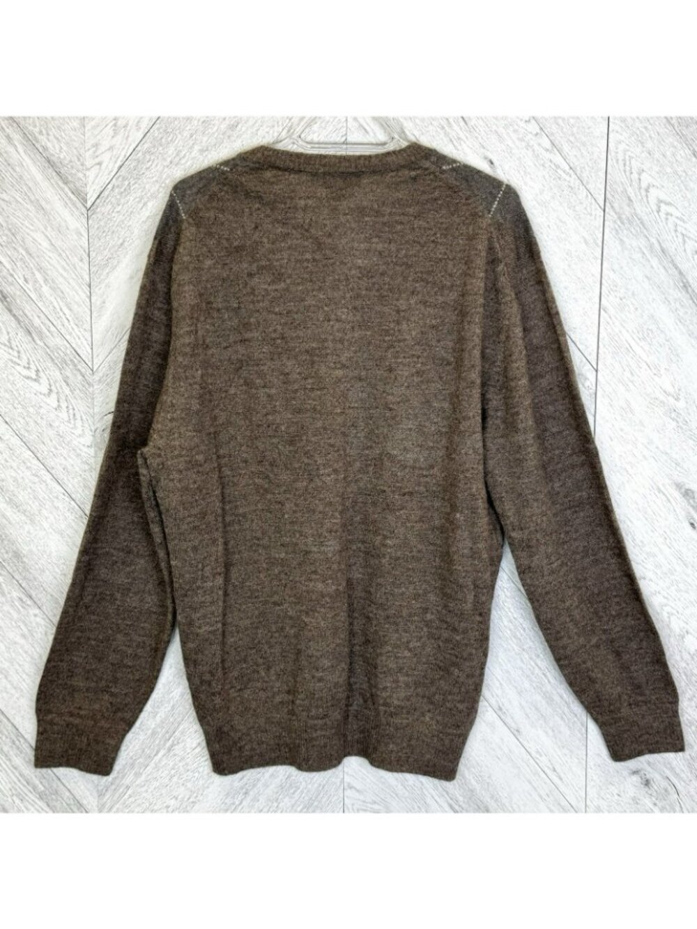 Daniel Cremieux 100% Alpaca Sweater Argyle V-Neck Long Sleeve Pullover Brown - Picture 3 of 3